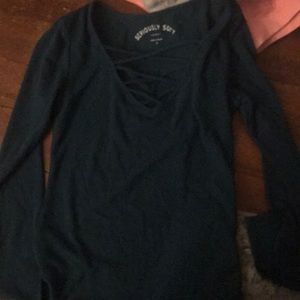 Blue areo form fitting shirt